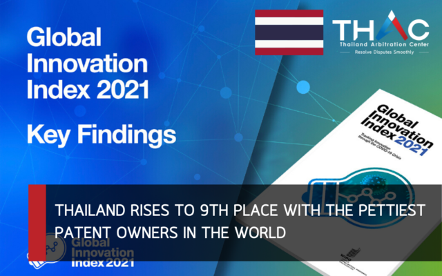 Thailand rises to 9th place with the pettiest patent owners in the world. Minister of Commerce says online dispute resolution one of the keys for success